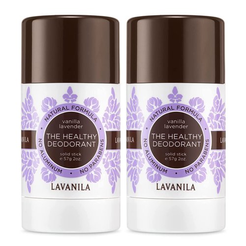 Lavanila Vanilla Lavender Aluminum Free Deodorant 2-Pack - The Healthy Deodorant for Men and Women, Solid Stick (2 Ounce Each), Vegan