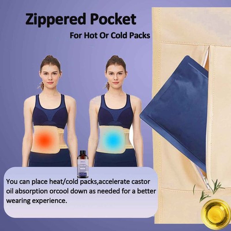 Healo, Castor Oil Pack Wrap, Castor Oil Pack Wrap Kit - 3.38 Oz with Reusable Wraps - For Stomach, Neck and Entire Body with Adjustable Elastic Straps (Pink Velcro type, 100ML)