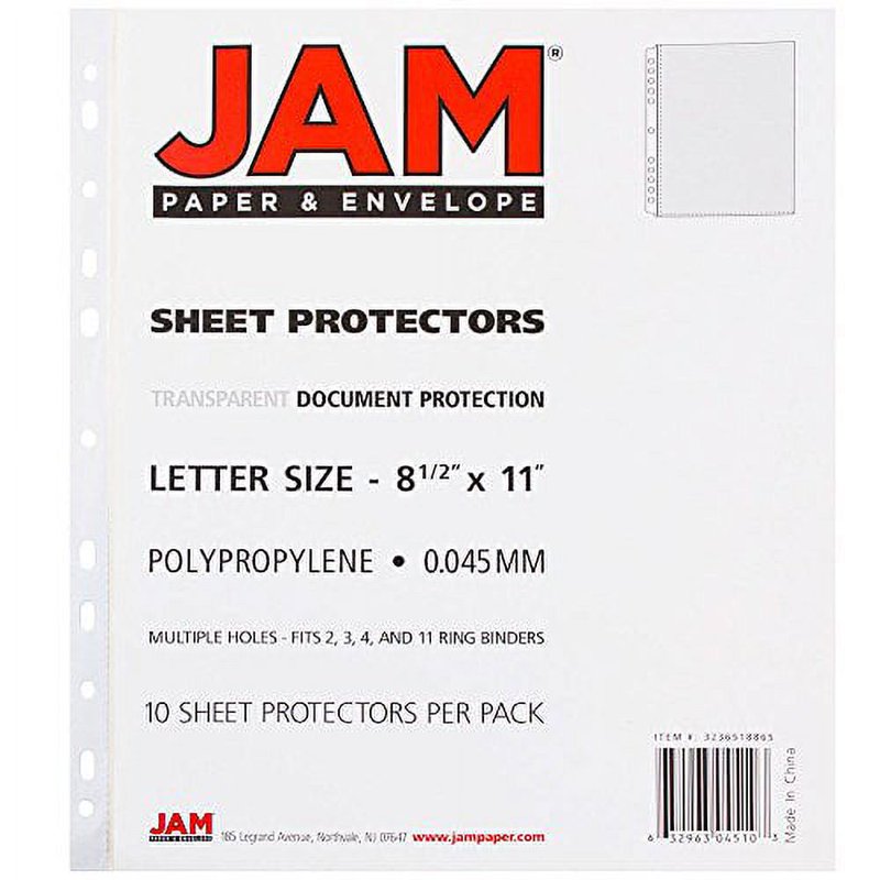 Clear Sheet Protectors for 8.5 x 11 Documents, Pack of 10