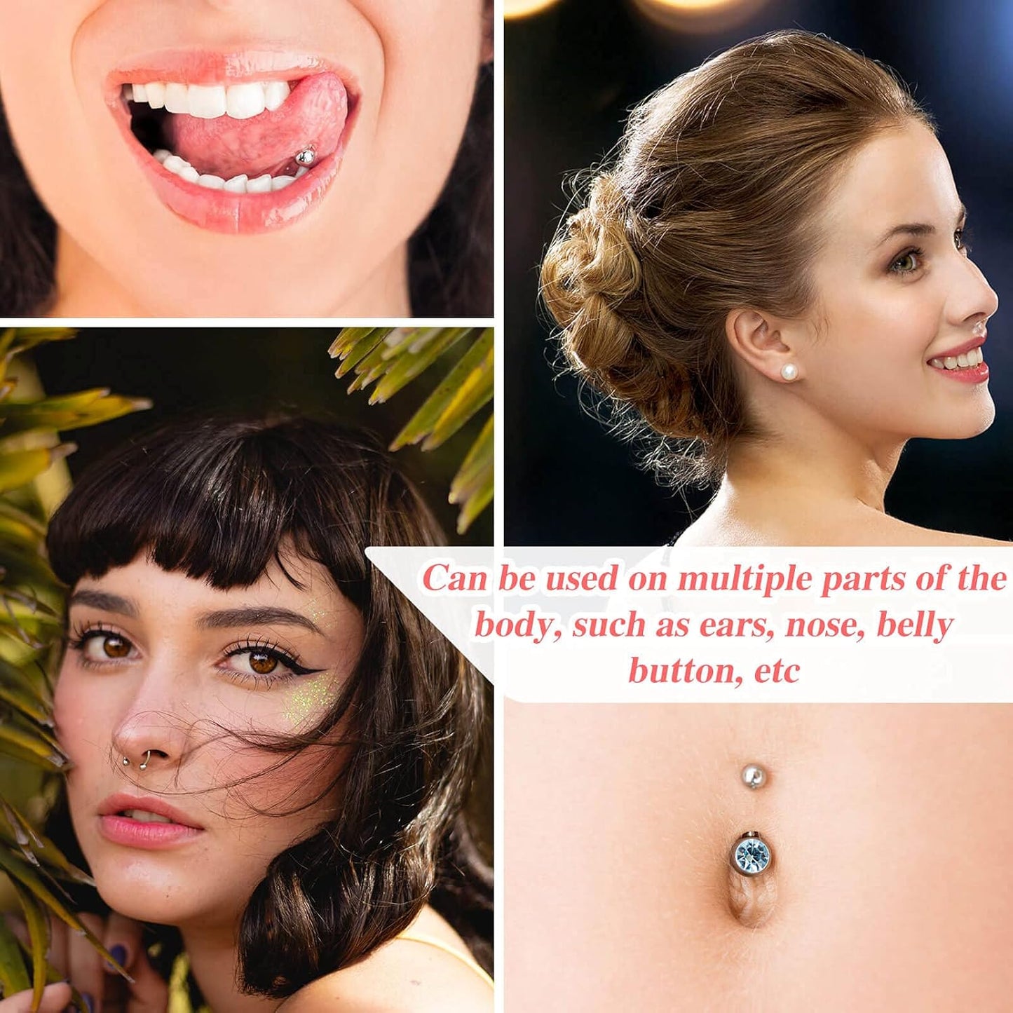 Professional Ear Piercing Gun Kit, Reusable Piercing Gun with Stainless Steel Piercing Earrings Studs, Crystal Earrings for At Home Salon Earlobe Cartilage Helix Tragus Piercing Tool Kit