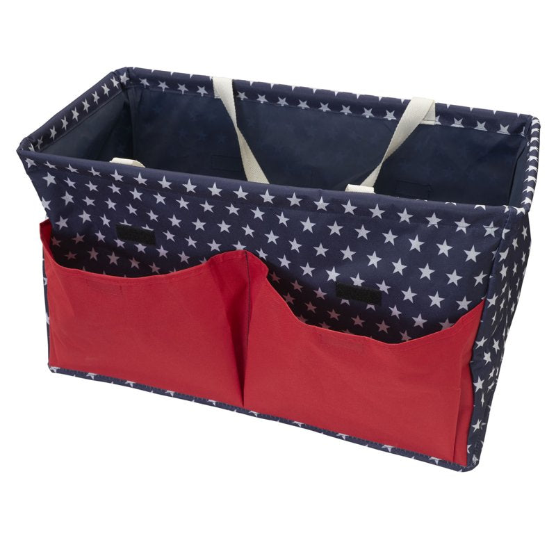 Rectangular Canvas Utility Tote with Handles and Pockets - Water-Resistant Storage Bag