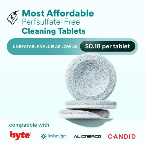 Retainer Cleaner Tablets, Invisalign Cleaner, Remove Stains, Odors & Plaque, Night Guard Cleaner, FSA & HSA Eligible, 4-Month Supply of PERSULFATE-Free Denture Cleaner, 120 Tablets, Mint-Scented