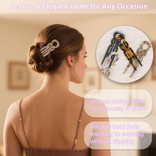 Lialys Prestige Hair Pins for Women - 4PCS French Elegant Hair Clips, Hair Pins & Sticks for Women (Set 1)