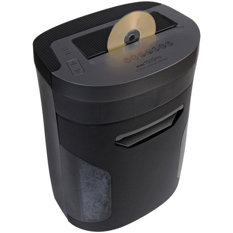 15-Sheet Crosscut Paper Shredder with Waste Bin and CD/DVD Destruction
