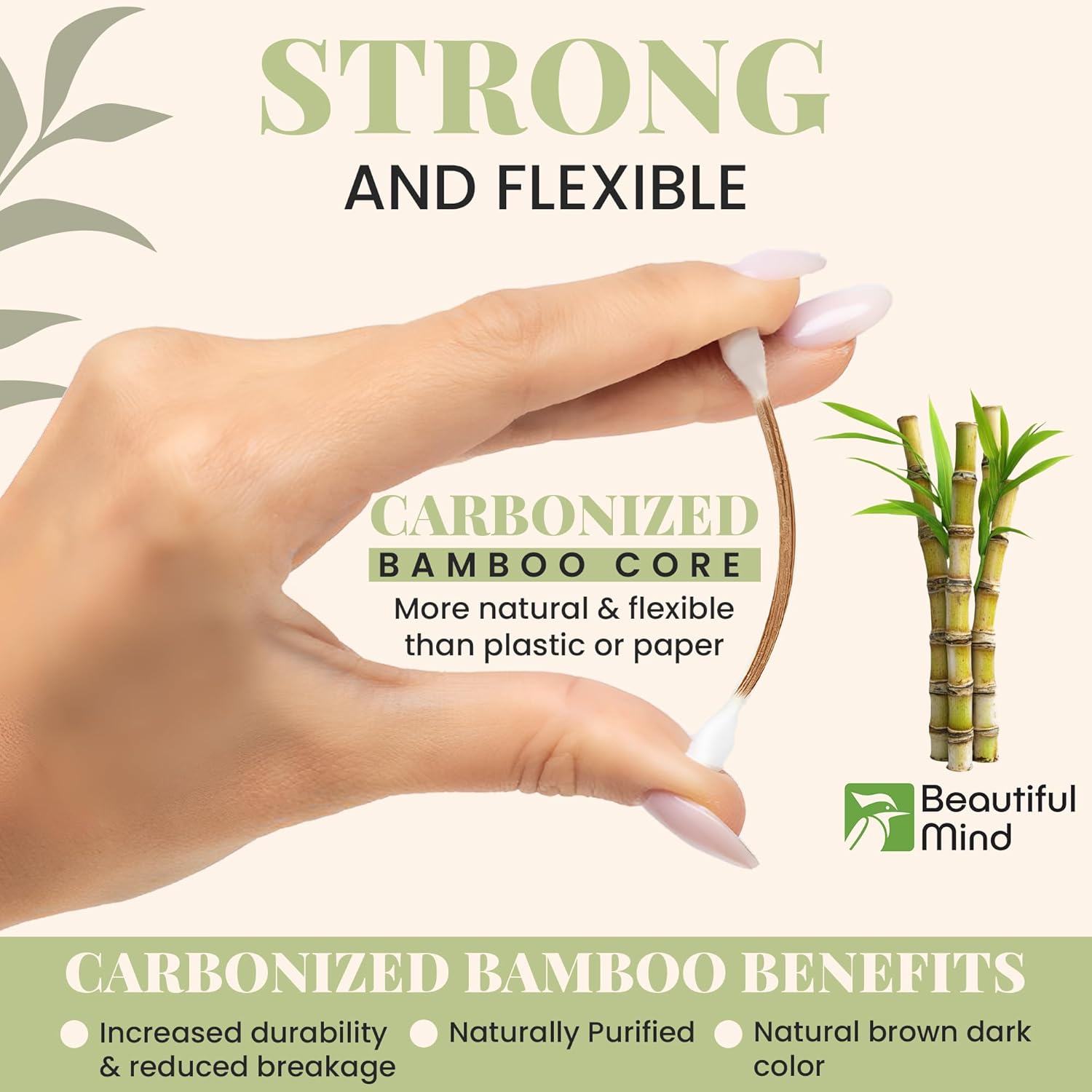 Natural Bamboo Cotton Swabs for Ears – 500 Pack – Qtips with Carbonized Bamboo for Durability – Eco-Friendly, Biodegradable & Vegan – 100% Cotton Ear Swabs Organic for Makeup (Drawer Box)