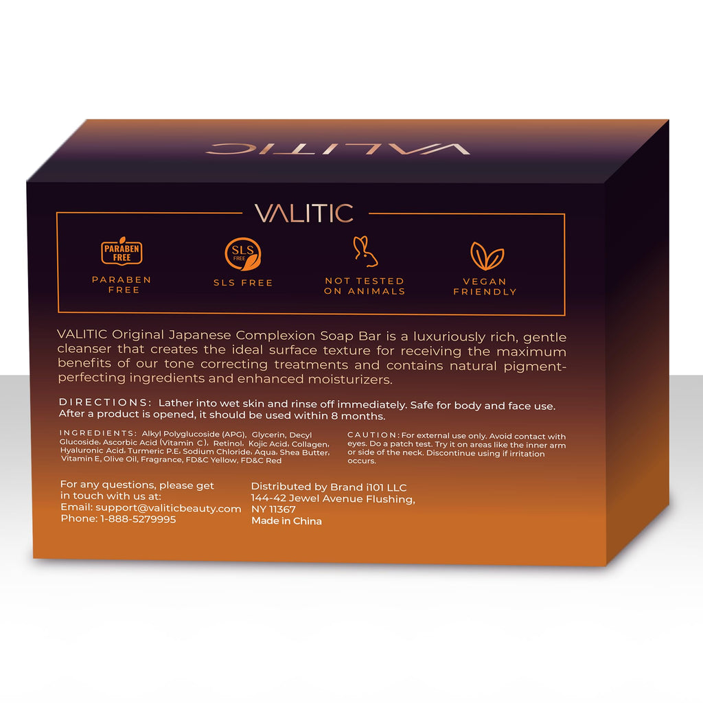 VALITIC Kojic Acid Dark Spot Remover Soap Bars with Vitamin C, Retinol, Collagen, Turmeric - Original Japanese Complex Infused with Hyaluronic Acid, Vitamin E, Shea Butter, Castile Olive Oil - 5 Pack