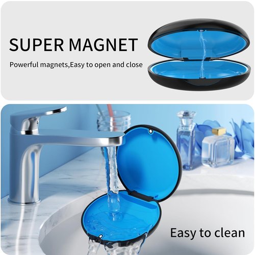 2 Pack Retainer Case, Compatible with Invisalign, Cute Orthodontic Slim Aligner Case with Removal Tool and Brush, Black