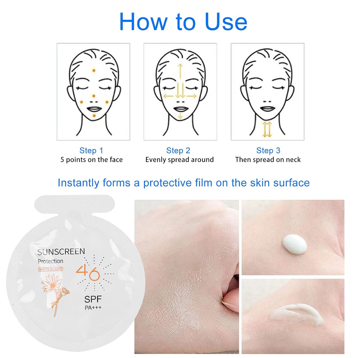 SPF 46 Sunscreen Pack of 20 - Moisturizing Water-Resistant Face & Body Sunblock