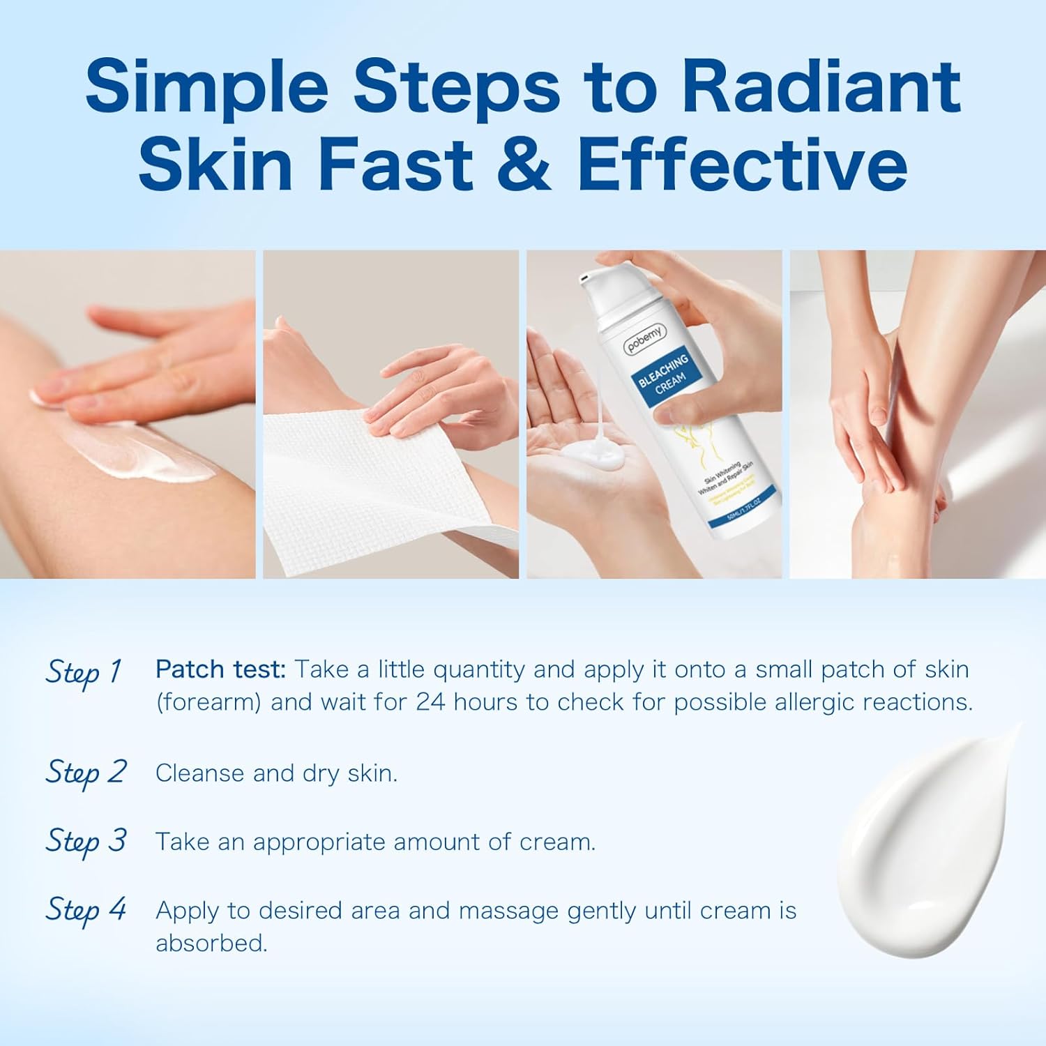 Skin Bleaching Cream, Dark Spot Remover for Face, Intimate Areas & Body, Vitamin C Whitening for Underarms, Knees, Elbows, Inner Thighs, Bikini Line – Sensitive Skin Lightening Cream- 1.7FL OZ
