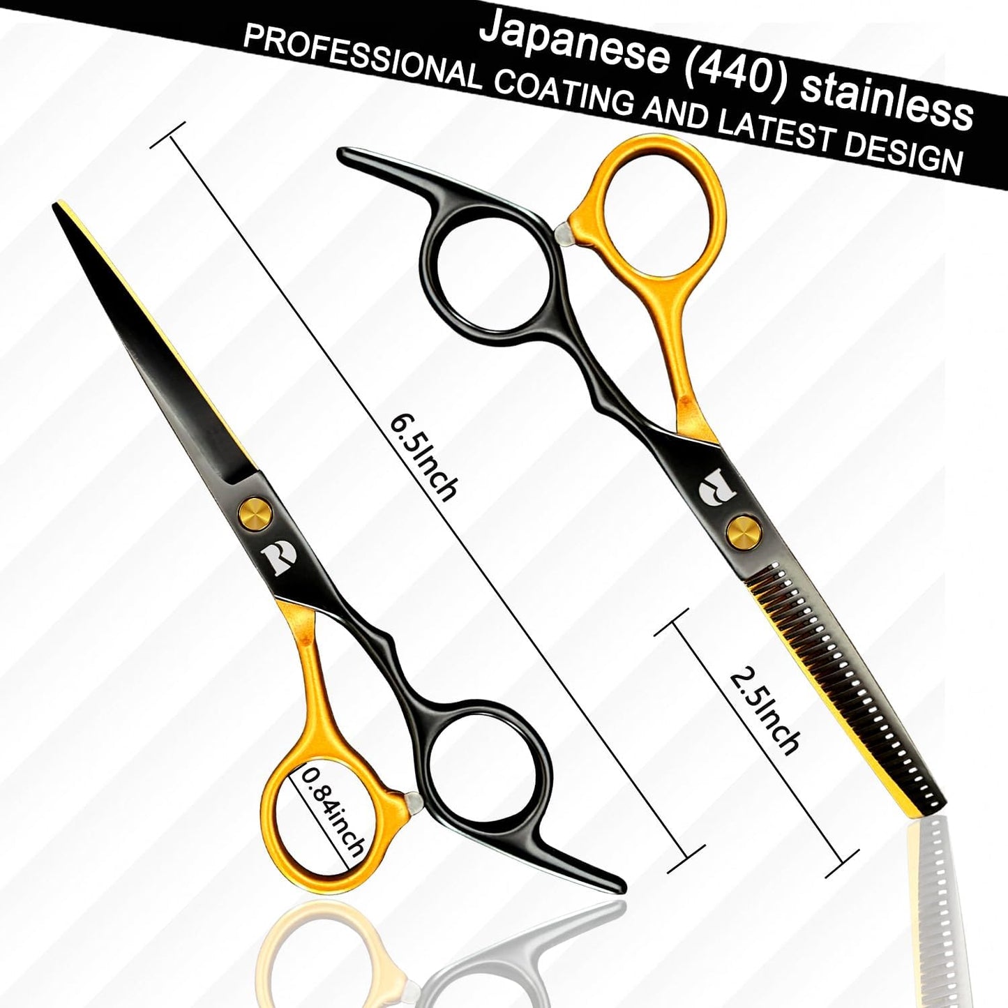 Professional 6-Inch Hair Cutting Shears Set - Barber Scissors & Thinning Shears Kit for Men, Women & Kids (Rainbow Finish)