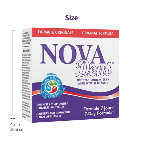 Novadent Dentures Cleaner – for Dental Appliances, Retainers, Trays, Mouth Guards, Teeth Aligners - 6 Months (26 sachets)