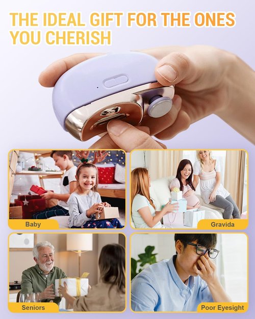 3 in 1 Automatic Electric Nail Clipper with Polishing, 2025 New Electric Toe Nail Clippers for Seniors Adults Baby, Automatic Electric Nail Clippers Nail File with Light (Purple)