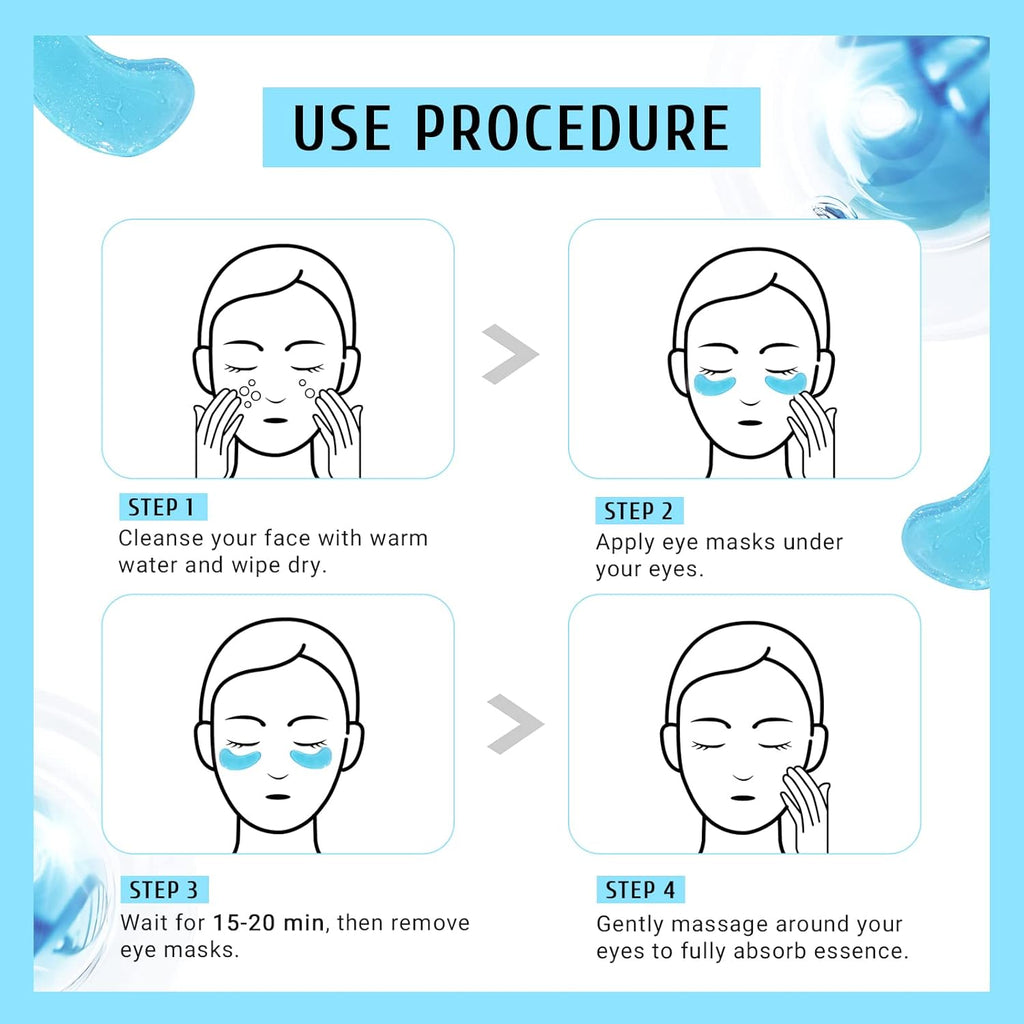 Under Eye Patches Gold and Hyaluronic Acid for puffy eyes,Rose Eye Masks for Dark Circles and Puffiness skin care Smooth Wrinkles products 30 Pairs