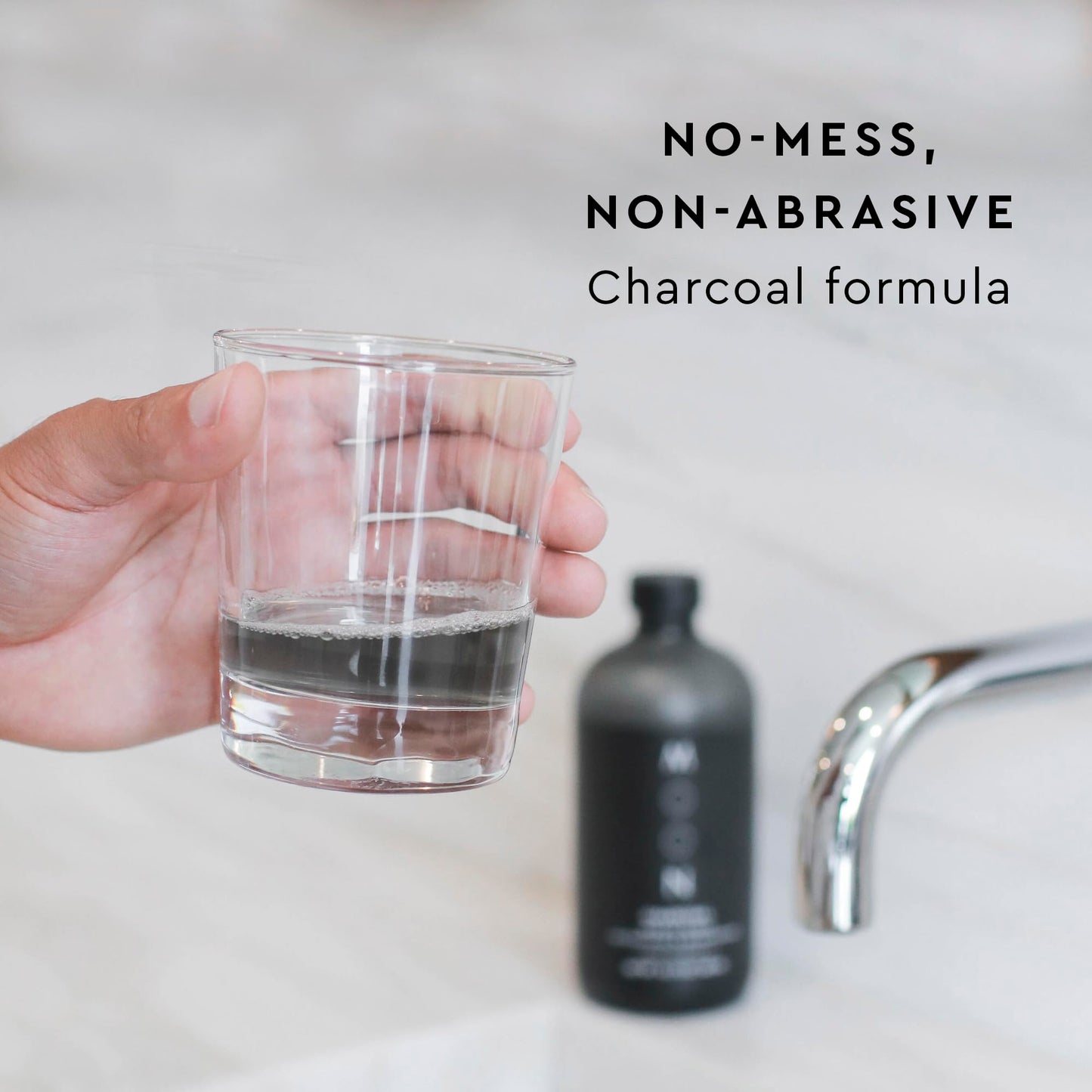 MOON Charcoal Mouth Rinse, Mouthwash for Adults, Freshens Breath and Detoxifies, Fluoride-Free, Alcohol-Free, Lunar Peppermint Flavor, 16 oz