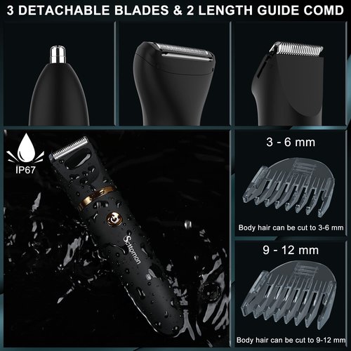 Scttomon Electric Groin Hair Trimmer Ball Trimmer for Men Body Shaver Trimmer Below-The-Waist Groomer Nose Hair Trimmer Waterproof Cordless 3 in 1