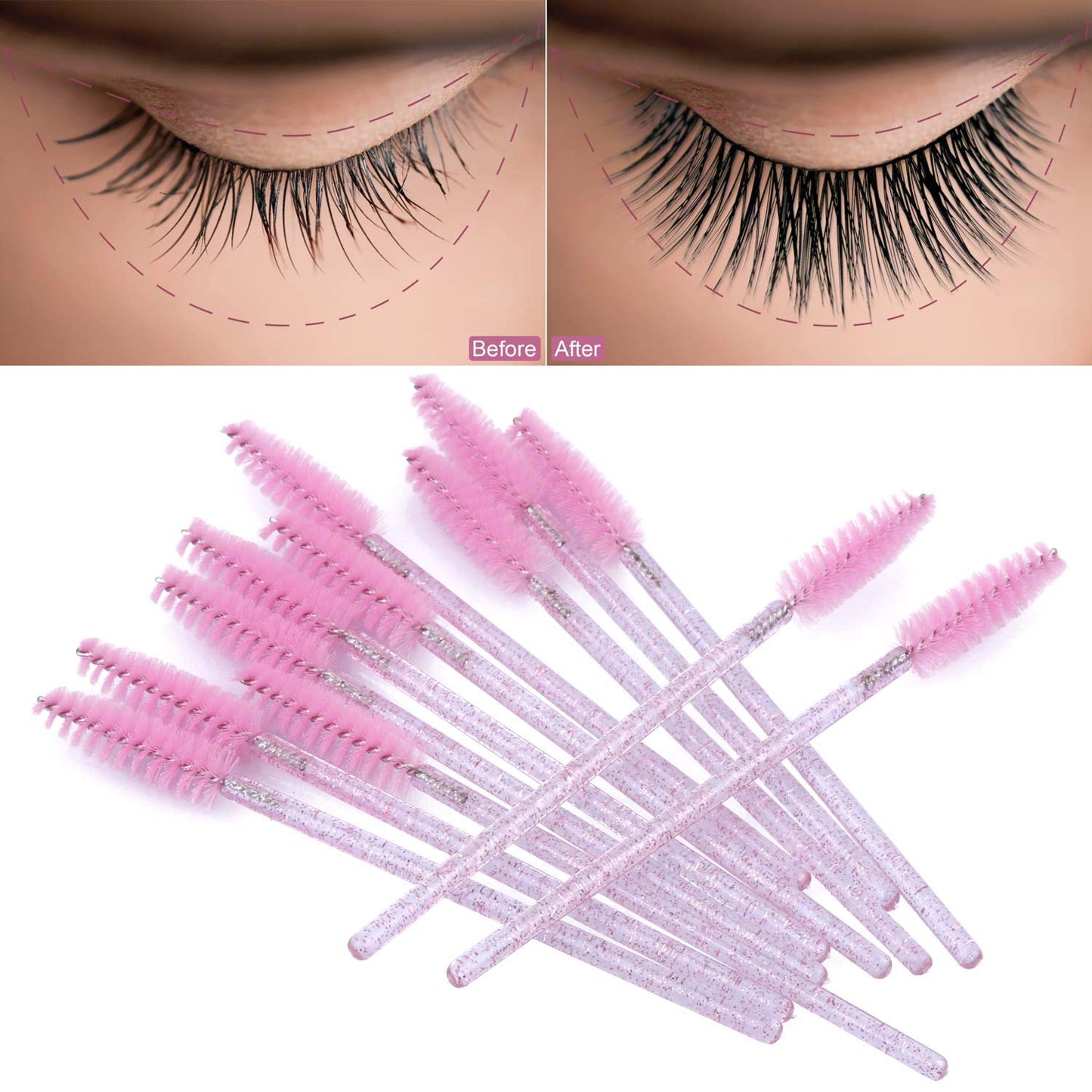500 Disposable Mascara Wands - Colorful Eyelash Brushes & Spoolies for Extensions
