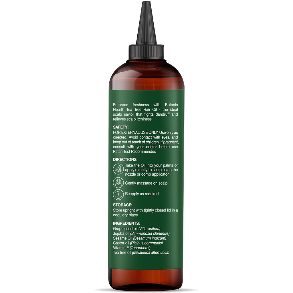 Botanic Hearth Tea Tree Oil For Hair (6.7 Fl Oz) | With Jojoba & Grapeseed Oils | Soothes Itchy Scalp & Fights Dandruff | Non Gmo Verified