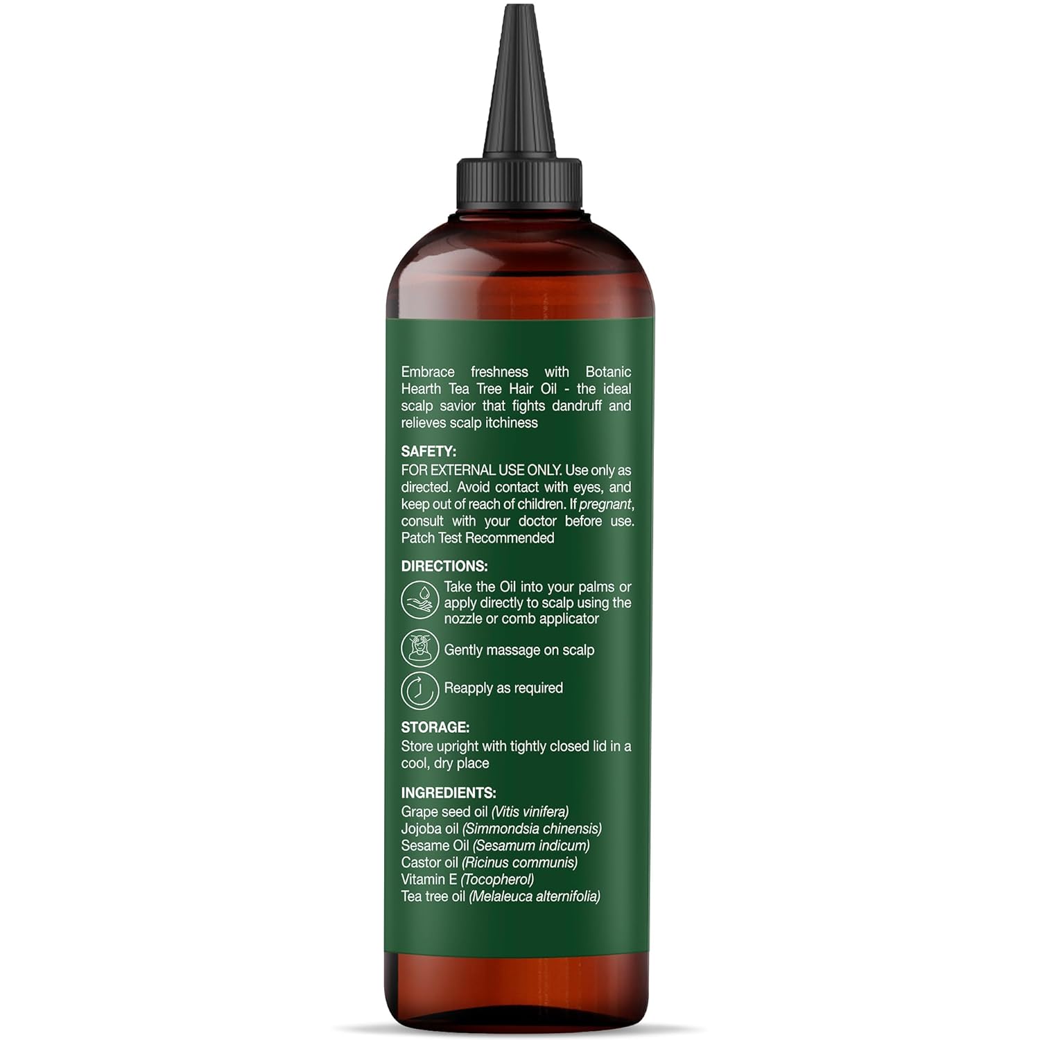 Botanic Hearth Tea Tree Oil For Hair (6.7 Fl Oz) | With Jojoba & Grapeseed Oils | Soothes Itchy Scalp & Fights Dandruff | Non Gmo Verified