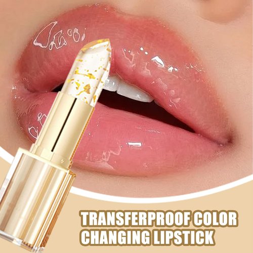 Calyphra Revulve True Tone Lipstick, Transferproof Color Changing Lipstick, Gold Crystal Color Changing Lip Stick, PH Color Changing Long Lasting Moisturizing Lip Gloss (1pc)