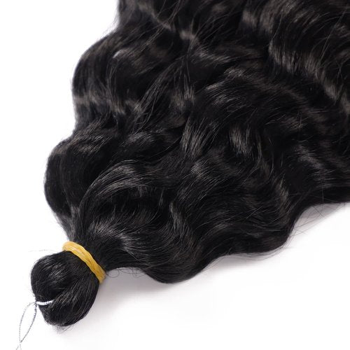 MAYSA Ocean Wave Crochet Hair Extension, 22 inch 6packs Curly Braiding Crochet Hair, Synthetic Crochet Hair Extensions for Women #1B Natural Black