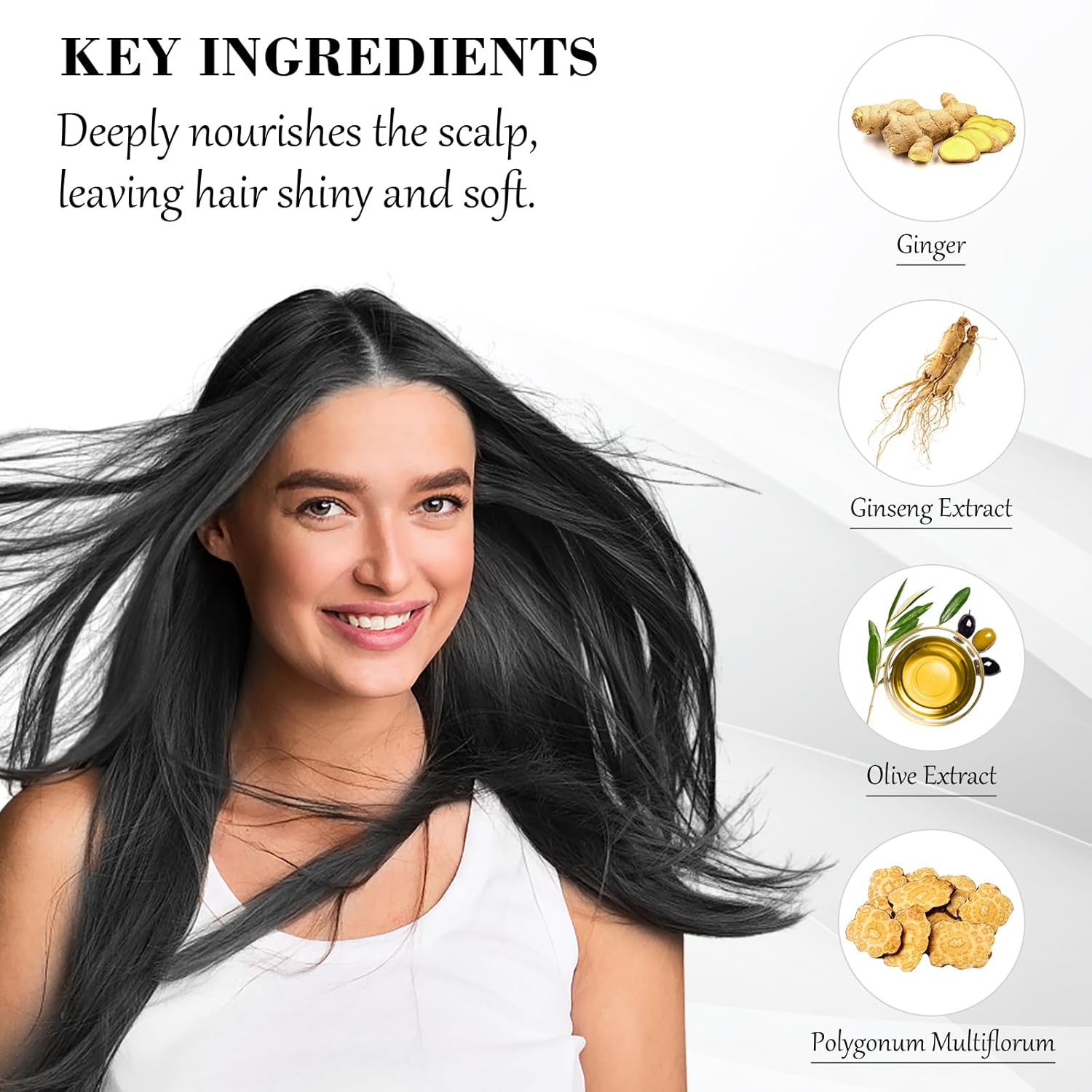 Black Hair Dye Shampoo 3 in 1, Hair Color Shampoo for Cover Grey Hair, Herbal Ingredient for Men and Women (Black)