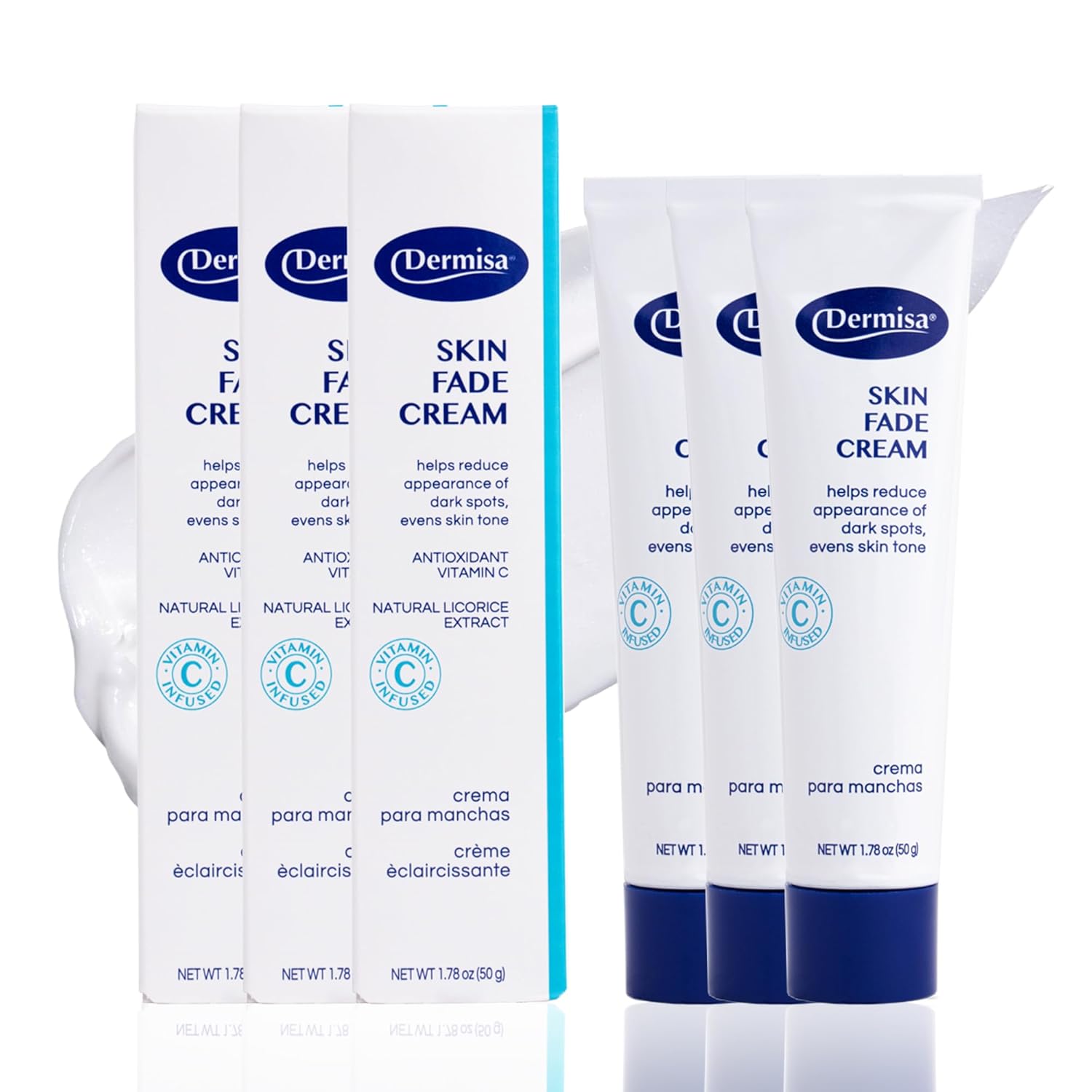 Dermisa Skin Fade Cream with Vitamin C | Helps Reduce Dark Spots and Age Spots | All Skin Types | 1.78 OZ | Pack of 1
