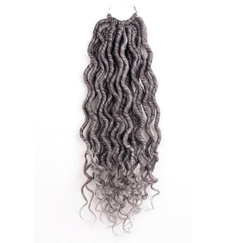 6 Packs Goddess Locs Crochet Hair 14 Inch Gray Wavy Curly Faux Locs Crochet Braids Synthetic Hair Extensions Dreadlocks Crochet Locs Braiding Hair Goddess Brainds Crochet Hair (14" (6 Packs), #51)