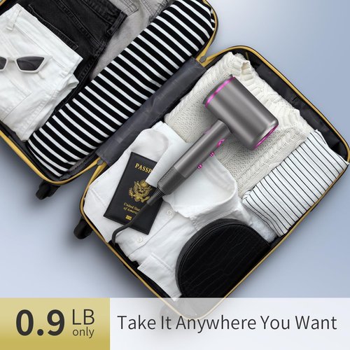 Dxliwky Professional Hair Dryer,1875 Watt High-Speed Ionic Blow Dryer with Diffuser/Concentrator/Comb Nozzle,LED Temp Display,Intelligent Temp Control,Low Noise for Home Salon Travel (Silvery)