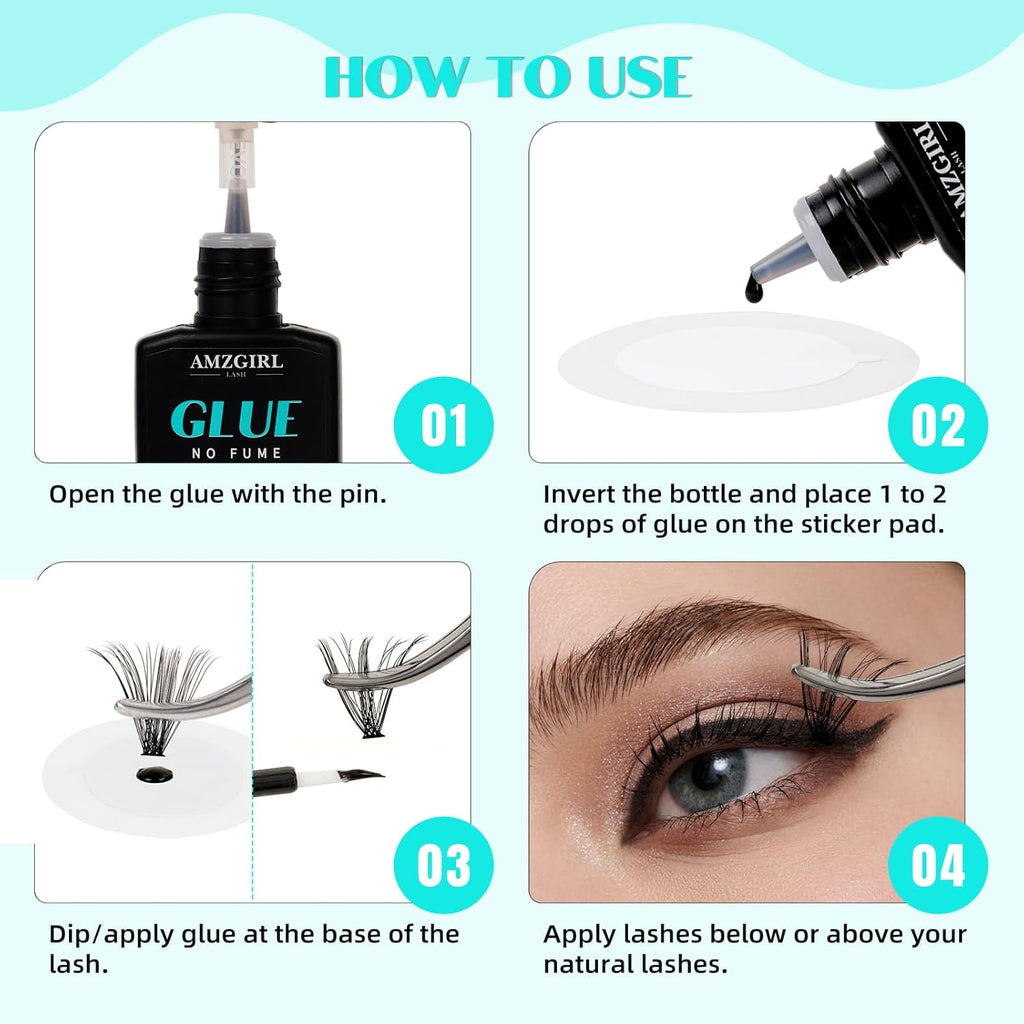 Lash Bond and Seal Eyelash Cluster Glue House of Lash Clusters Mascara Wand Glue 10ml Long Lasting 72 Hours Black Cluster Lash Glue + Lash Seal 2 in 1 Lash Clusters at Home By AMZGlRL(Black)