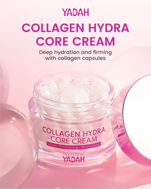 YADAH Collagen Hydra Core Cream (50g) - Hydration, wrinkle care, Firming care. Low Molecular collagen, Hyaluronic acid.