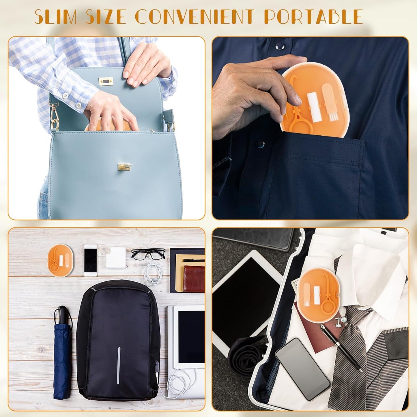 Orthodontic Retainer Storage Case with Cleaning Brush, Mirror & Chewing Tool - Double Layer Design