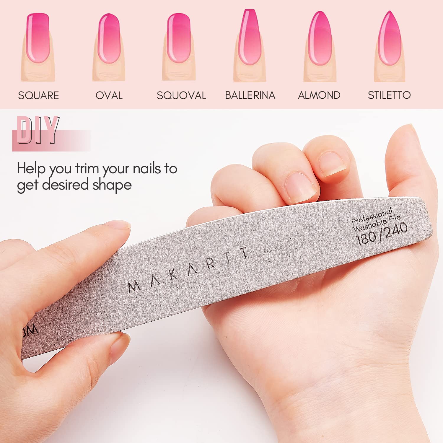 Makartt Nail File: 100/180 Grit Emery Boards for Nails, 10 Pcs Zebra Doubled Sides Coarse Fingernail Filer for Acrylic and Extension Gel Removal Manicure Kit Salon Home Use