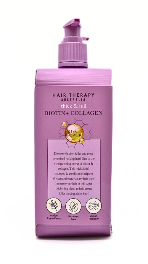 Hair Therapy Australia Thick & Full Shampoo & Conditioner Set | Biotin + Collagen | Deep Nourishing, Strenghtening, Softening, Purple