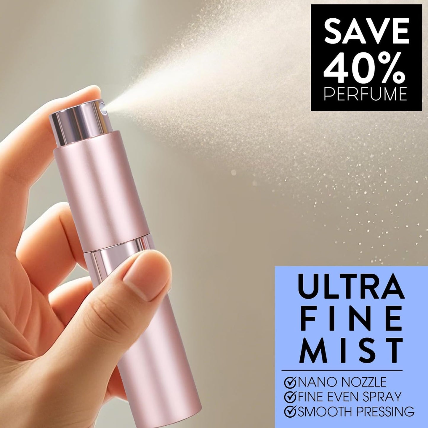 8ML Perfume Atomizer Spray Bottle - 6 Pack Travel Refillable Mini Cologne Dispenser