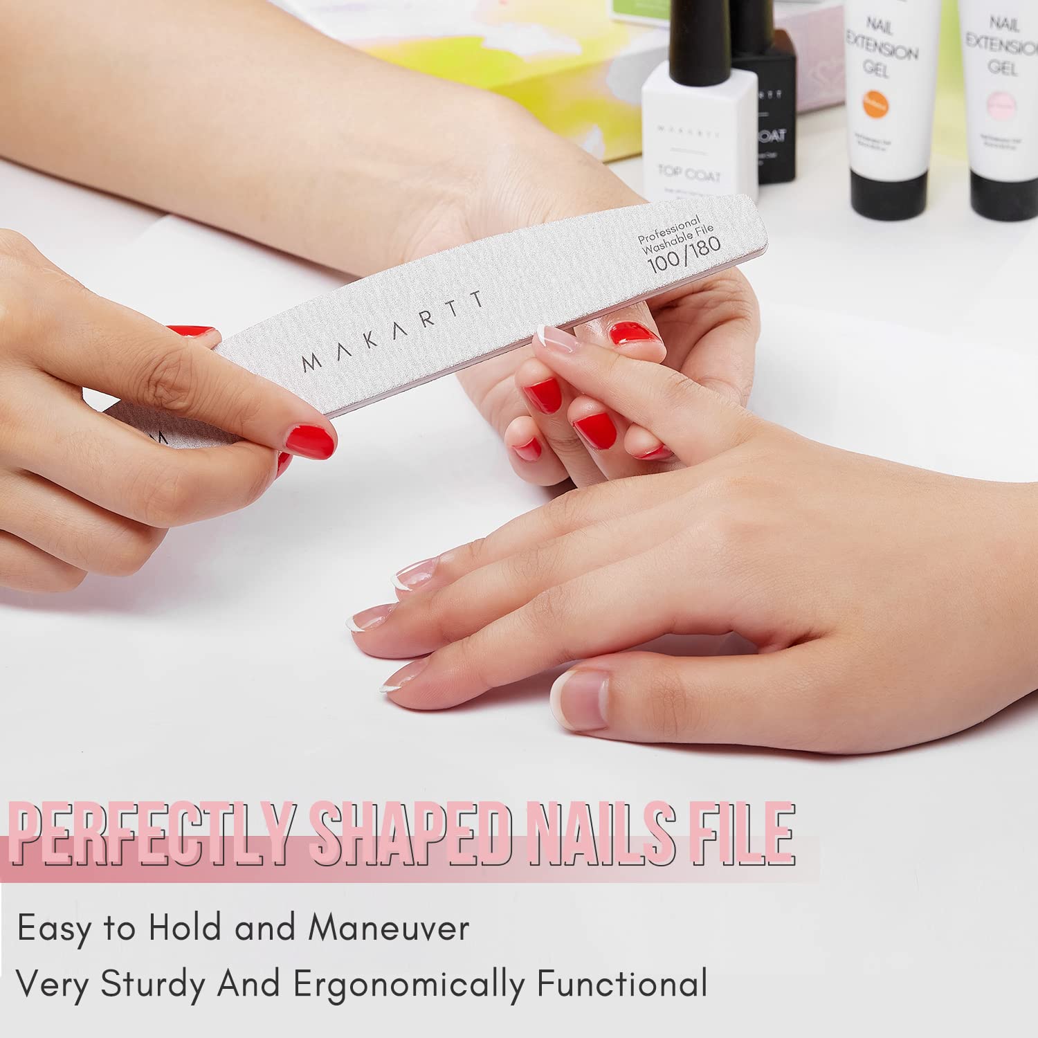 Makartt Nail File: 100/180 Grit Emery Boards for Nails, 10 Pcs Zebra Doubled Sides Coarse Fingernail Filer for Acrylic and Extension Gel Removal Manicure Kit Salon Home Use