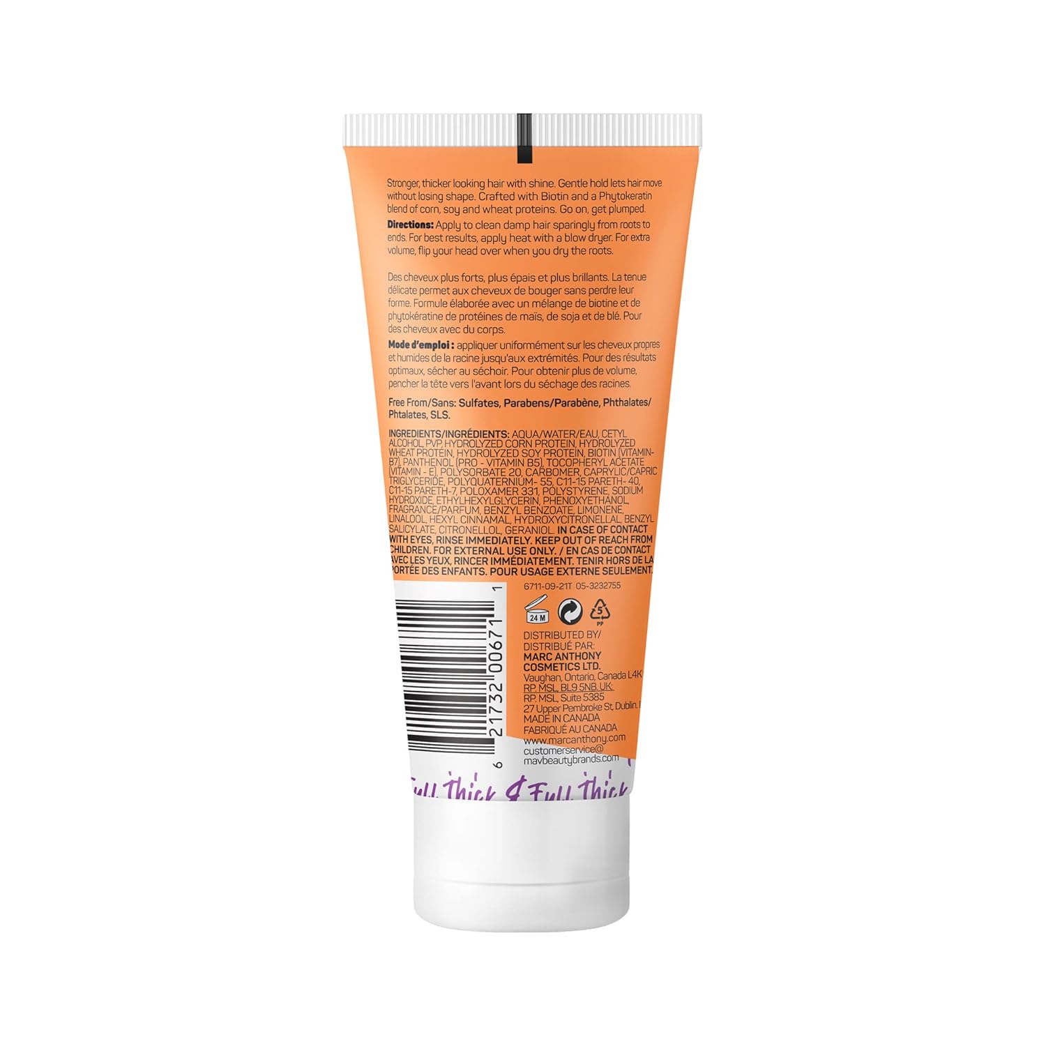 Marc Anthony Styling Hair Cream, Instantly Thickening Biotin & Vitamin E Hair Cream, Lightweight Hold for Thicker & Fuller Volumizing Product for Thin, Flat Hair