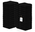 Avalon Towels Cotton Washcloths – (Pack of 24) Size 12x12 Inches, 100% Ring Spun Cotton, Soft & Absorbent Face Towels, Gym Towels, Hotel and Spa Quality, Reusable Fingertip Towels (Black)