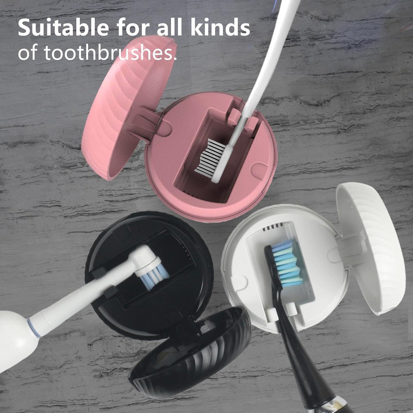 UV Toothbrush Sanitizer Holder – Wall-Mounted Bathroom Accessory for Home & Travel (Black)