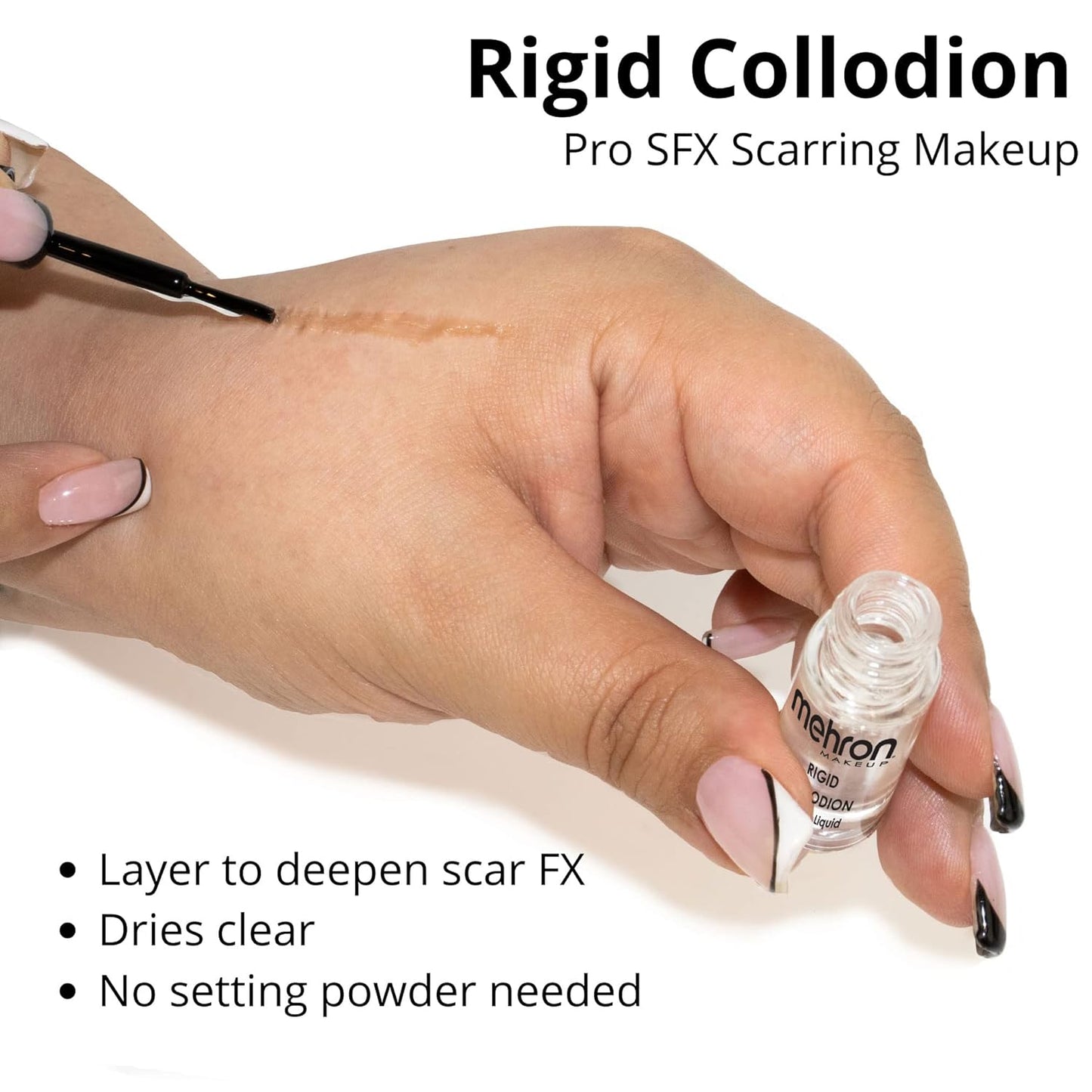 Mehron Rigid Collodion Scarring Liquid with Brush - SFX Scar Makeup 0.125 oz