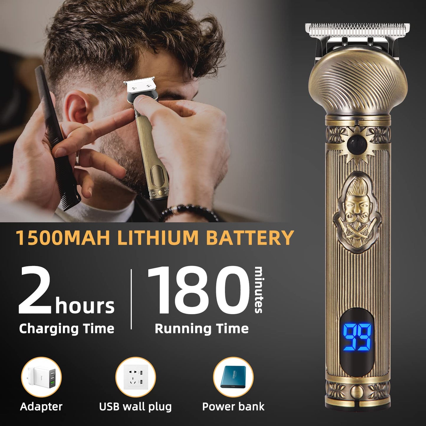 REHOYO Beard Trimmer for Men, Electric Razor Shavers for Men w/Case, Cordless Hair Clipper T-Blade Trimmer, Mens Grooming Kit for Nose Ear Body Face Mustache -180 Mins Shaving, Father Gifts for Him