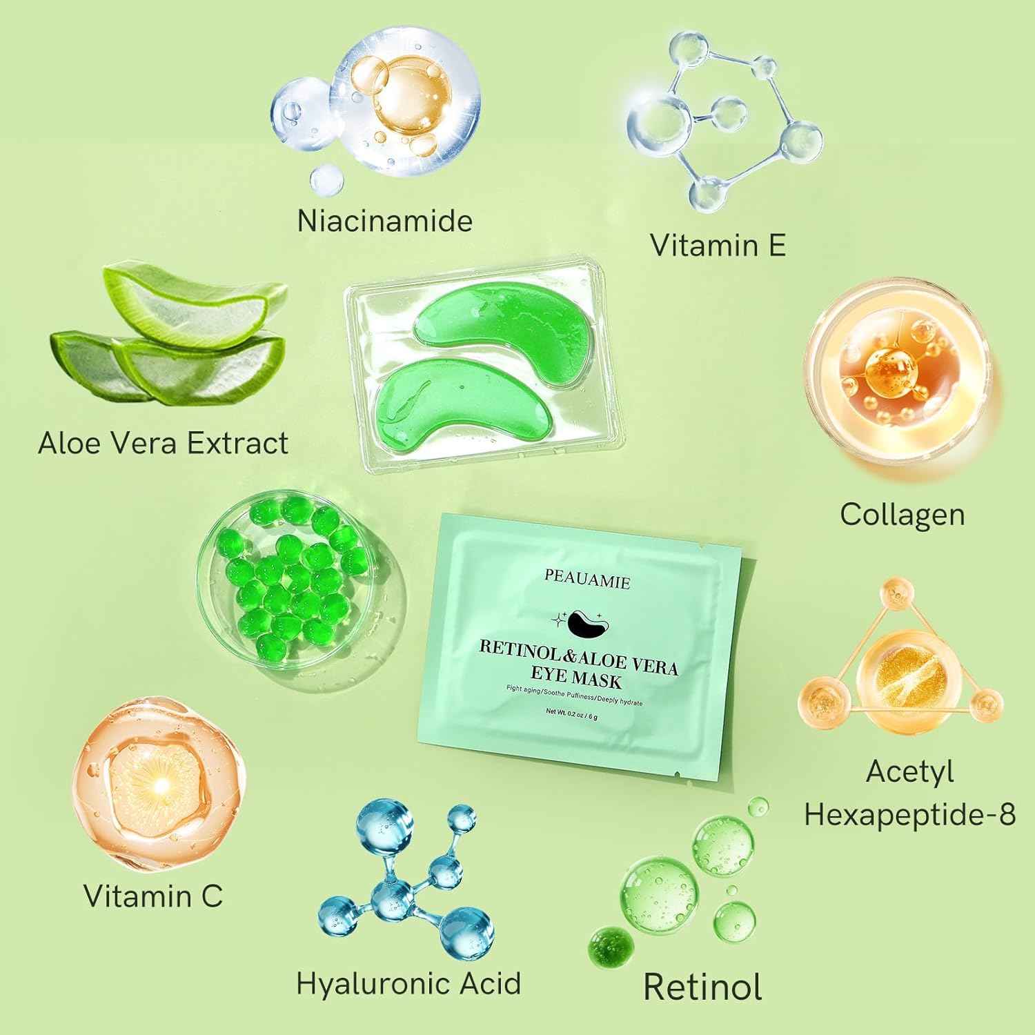 Under Eye Patches Gold and Hyaluronic Acid for puffy eyes,Rose Eye Masks for Dark Circles and Puffiness skin care Smooth Wrinkles products 30 Pairs