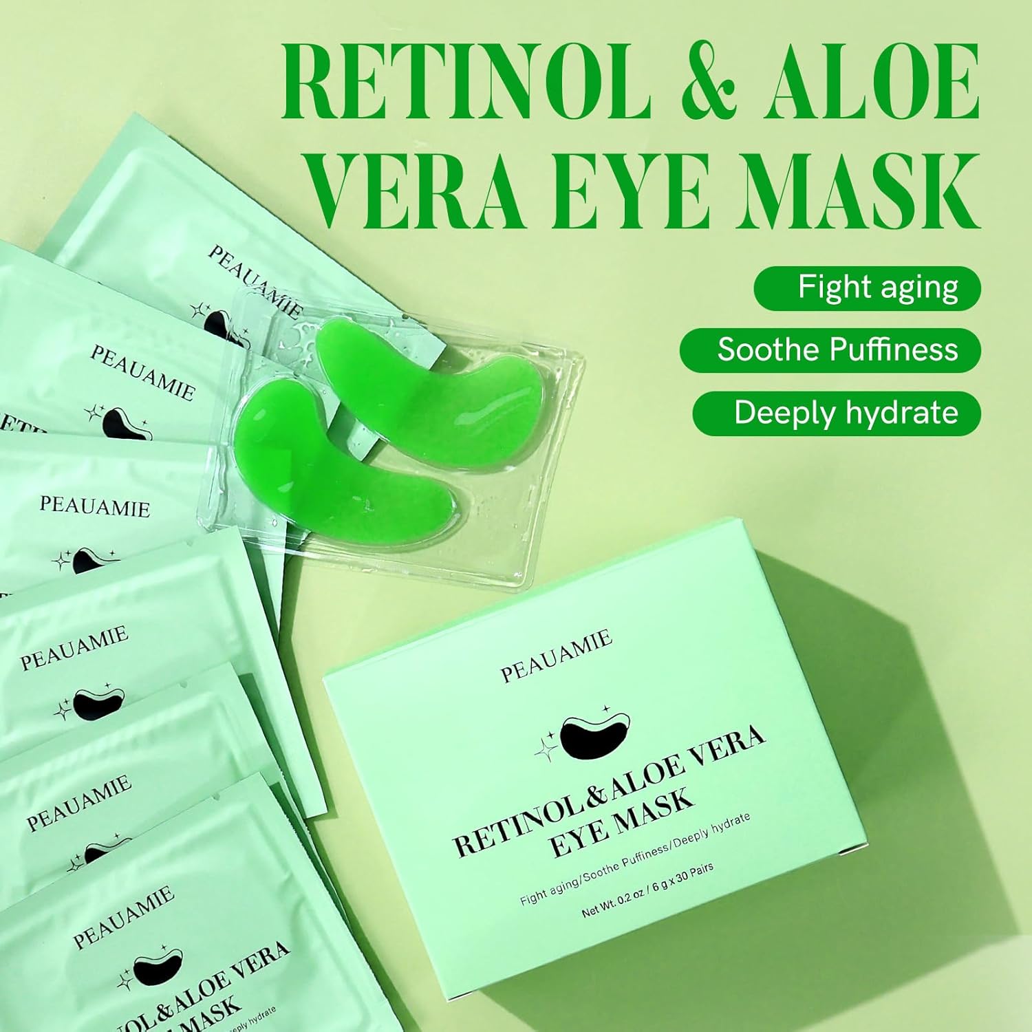 Under Eye Patches Gold and Hyaluronic Acid for puffy eyes,Rose Eye Masks for Dark Circles and Puffiness skin care Smooth Wrinkles products 30 Pairs