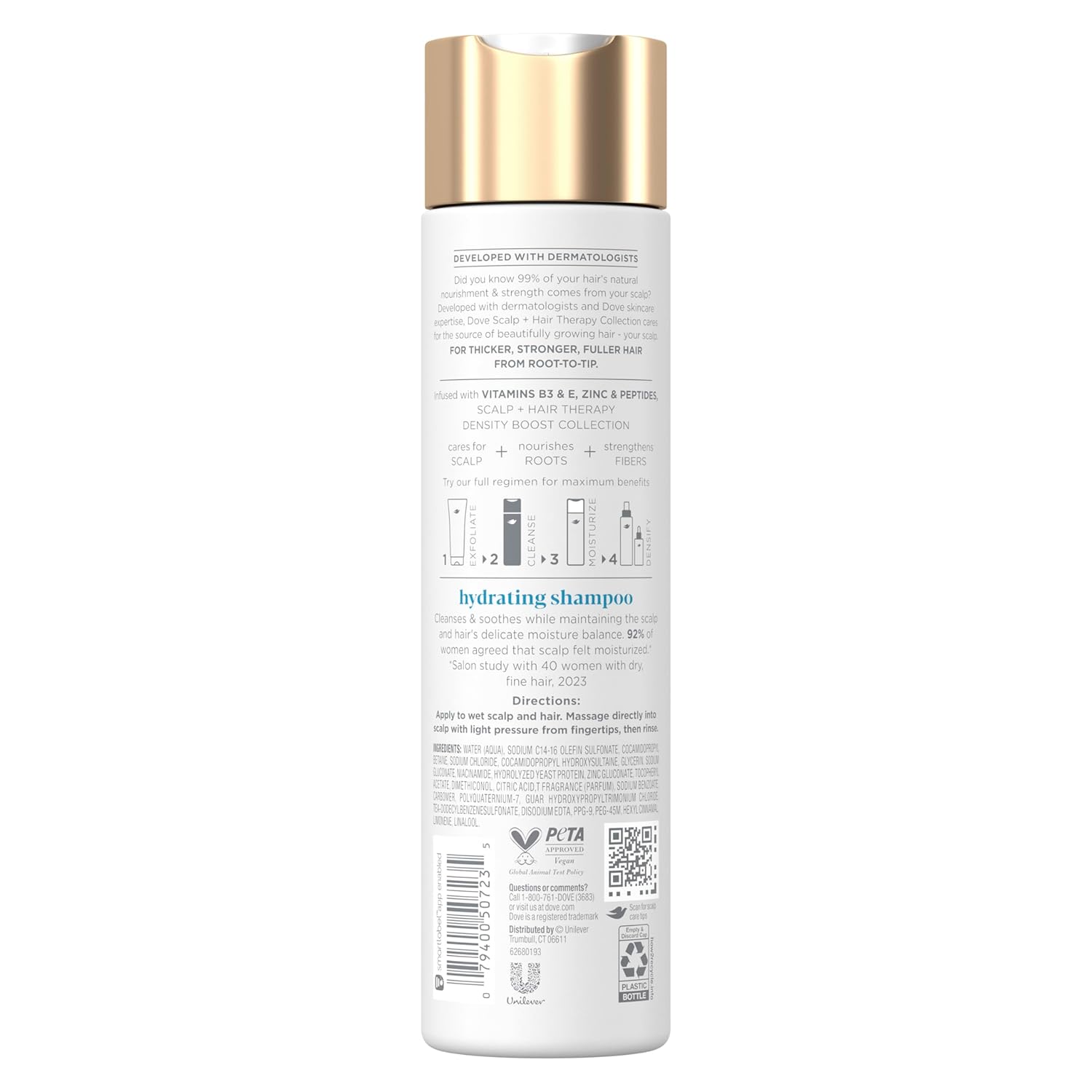 Dove Density Boost Clarifying Shampoo Scalp + Hair Therapy for Gentle Cleansing, with Vitamin B3, Zinc and 0% sulfates, 9.25 oz