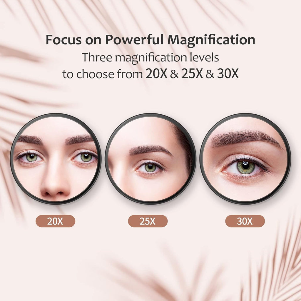 MIYADIVA 40X Magnifying Mirror, 3.5 Inch Round Compact Mirror with Suction Cup, Stainless Steel Tweezers, Perfect for Makeup, Eyebrows, Beards, Travel