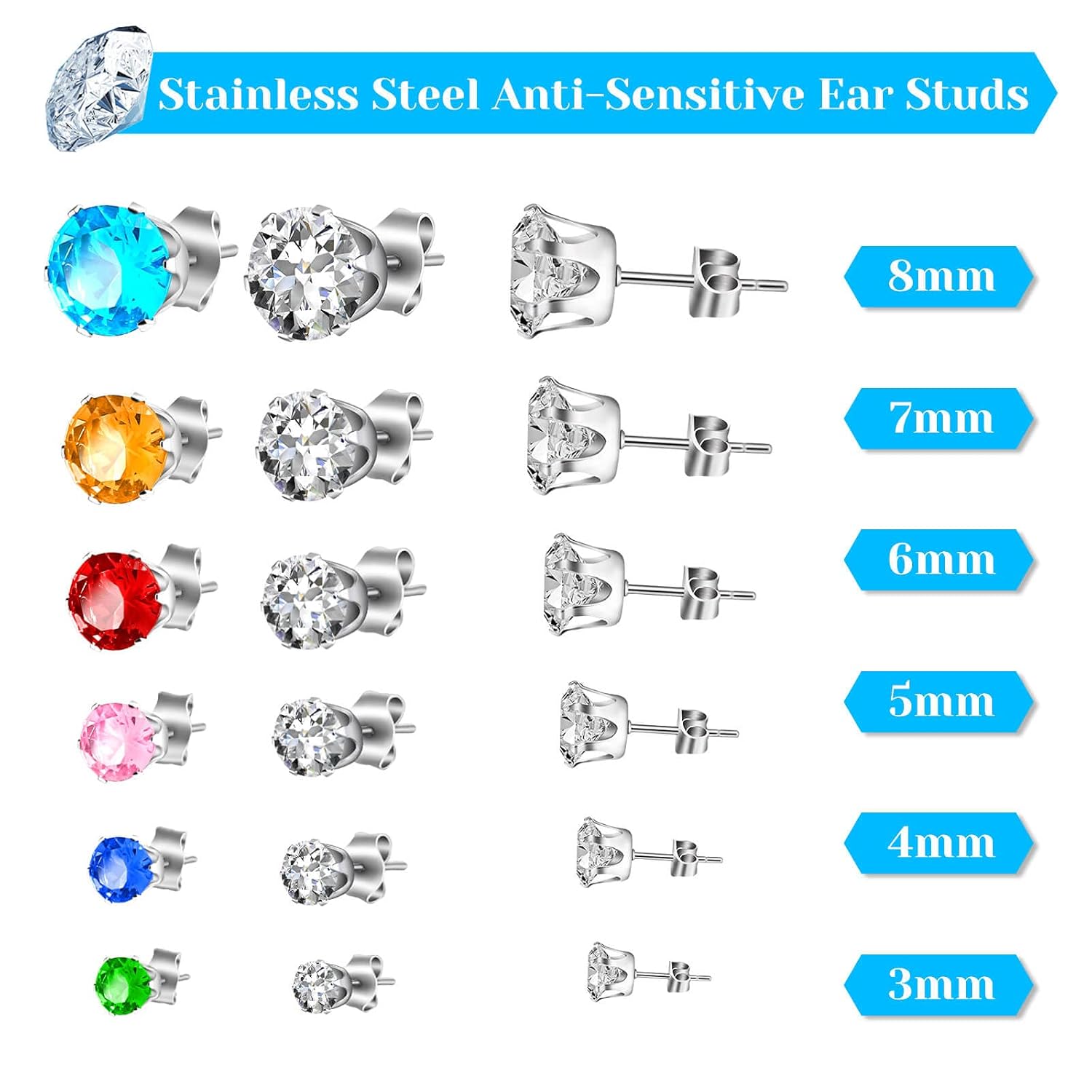 Professional Ear Piercing Gun Kit, Reusable Piercing Gun with Stainless Steel Piercing Earrings Studs, Crystal Earrings for At Home Salon Earlobe Cartilage Helix Tragus Piercing Tool Kit