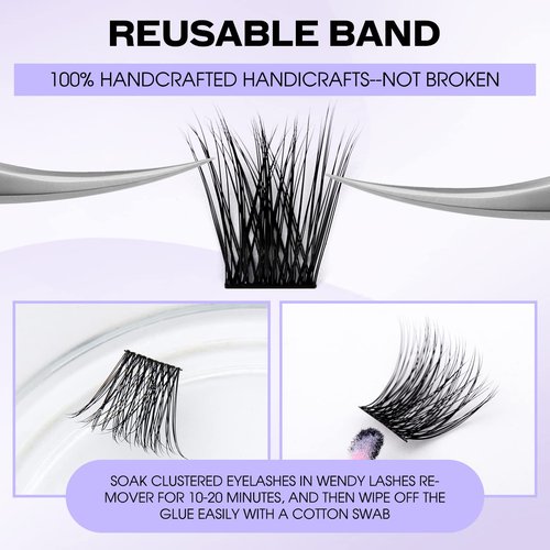 Lash Clusters Individual Lashes C/D Curl Cluster Lash Wide-stem Eyelashes Cluster 12-16mm Thin Band Cluster Lashes Soft Wispy Clusters Comfortable Lash Clusters (Natural/Volume+-0.07D, 12-16mm Mixed)
