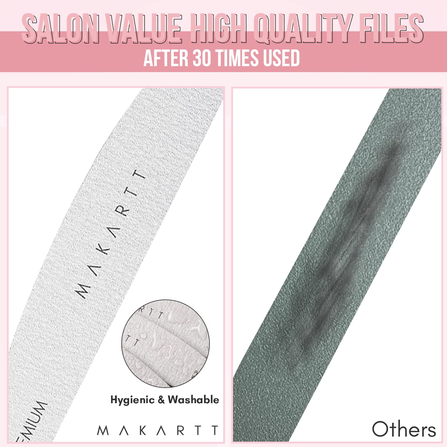 Makartt Nail File: 100/180 Grit Emery Boards for Nails, 10 Pcs Zebra Doubled Sides Coarse Fingernail Filer for Acrylic and Extension Gel Removal Manicure Kit Salon Home Use