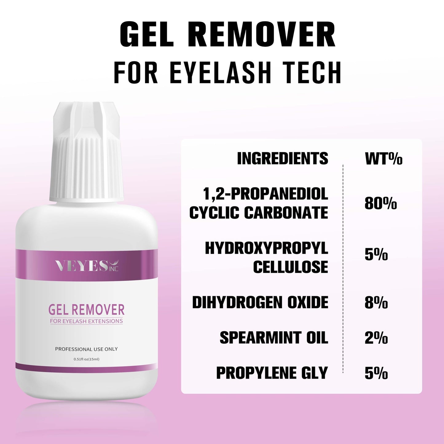 VEYES INC Lash Remover Gel for Lash Tech 15ml Low Irritation Eyelash Glue Remover Professional Salon Use Quickly Dissolves and Removes Eyelash Glue