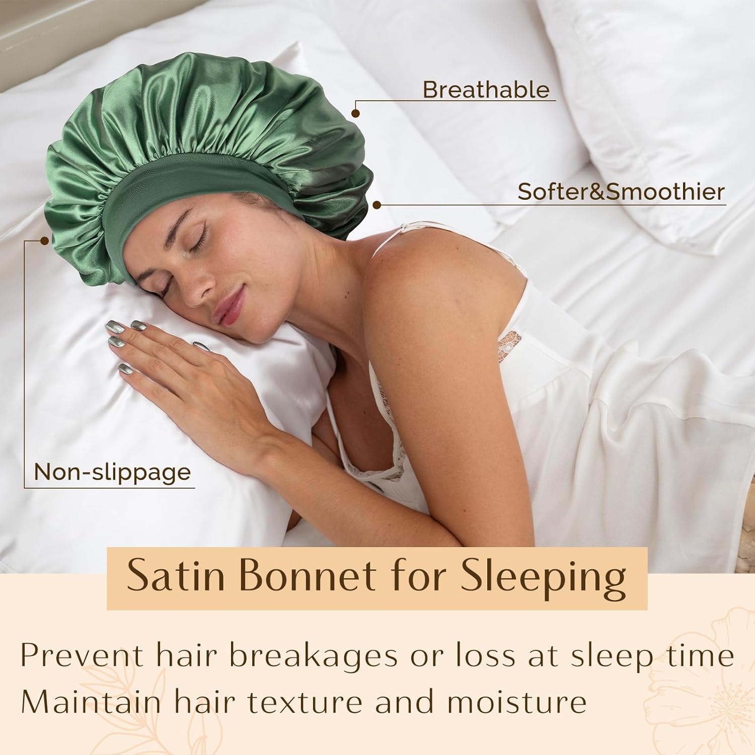 YANIBEST Silk Bonnet for Men Women Hair Bonnet for Sleeping Double Layer Satin Bonnets for Black Women Curly Hair Sleep Cap