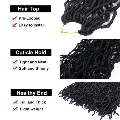 40 Inch Super Long Soft Locs Crochet Hair Pre Looped 6 Packs New Faux Locs Crochet Braids Goddess Locs Dreadlocs Synthetic Hair For Black Women (1B, 40 Inch 6PACK)